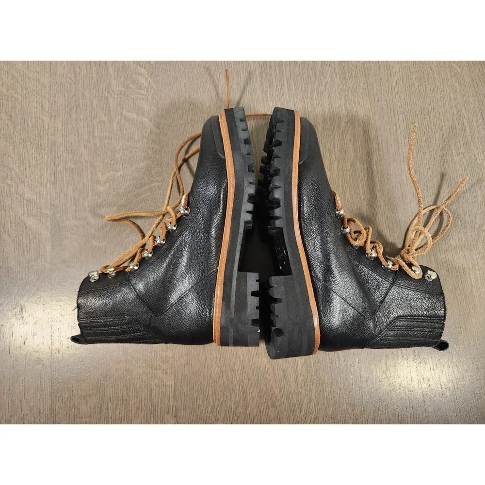 New Marc Fisher LTD Mlizzie Lizzie Ankle Shearling Combat Boots Black 6 Shoes